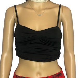 Black Ruched Crop Top